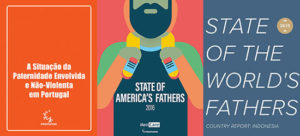 Covers of three "State of the World's Fathers" country reports.