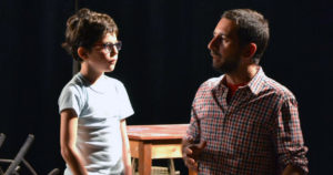 A man and child participate in Parteciparte's TranSparent festival.